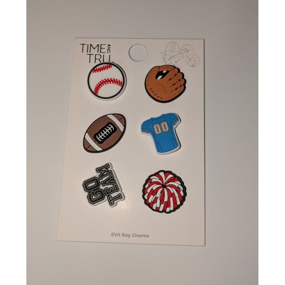 Time and Tru Sporty Handbag Charms for EVA Beach Tote, 6-Pack Football Baseball
